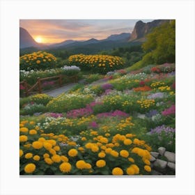 Sunset In The Garden Canvas Print