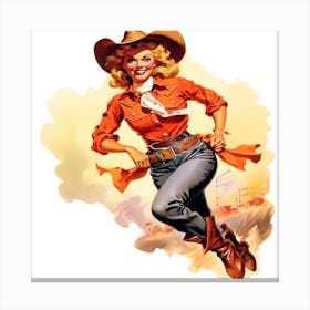 Retro Cowgirl 4 Canvas Print