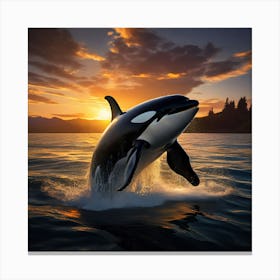 Orca Whale At Sunset 1 Canvas Print