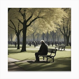 Man On Park Bench Canvas Print