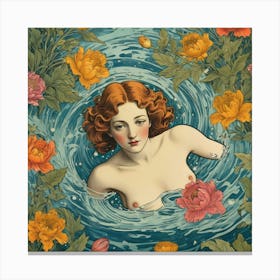 Mermaid In The Water Canvas Print