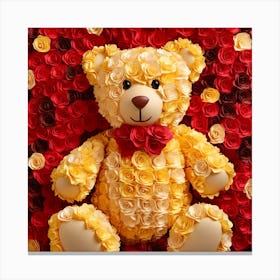 Teddy Bear With Roses 11 Canvas Print