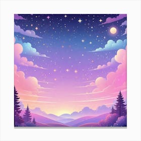 Sky With Twinkling Stars In Pastel Colors Square Composition 208 Canvas Print