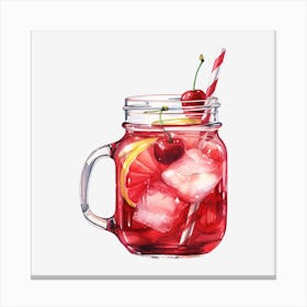 Cocktail In A Mason Jar 1 Canvas Print