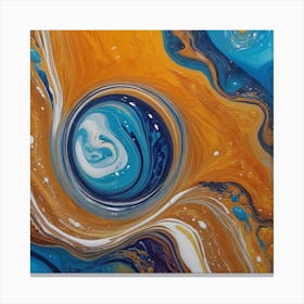Blue Circle Of Hope Abstract Painting Canvas Print