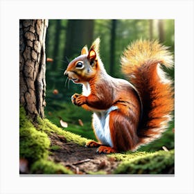 Red Squirrel In The Forest 65 Canvas Print