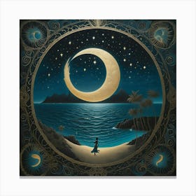 Moon And Stars Canvas Print