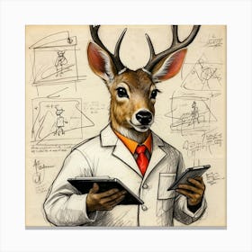 Deer In A Lab Coat Canvas Print