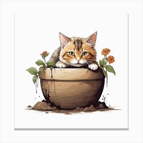 Cat In A Pot 2 Canvas Print