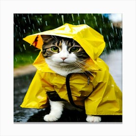 Raincoat Cat Canvas Print