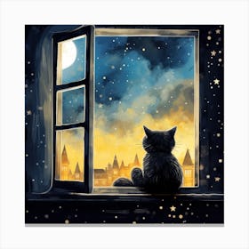 Cat Looking Out The Window 4 Canvas Print