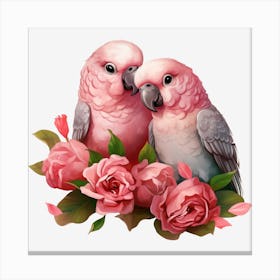 Pink Parrots 1 Canvas Print