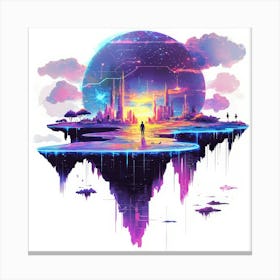 City In The Sky.Generated AI. Wall Art Print Canvas Print