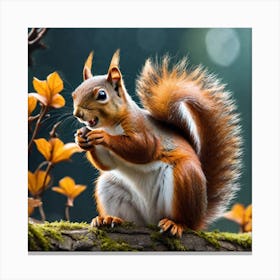 Squirrel In Autumn 6 Canvas Print