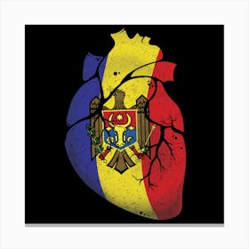 Moldova Heart Flag Canvas Print