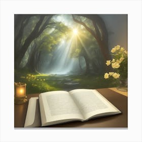 Open Book In The Forest Canvas Print