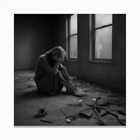 Girl In An Abandoned House Canvas Print