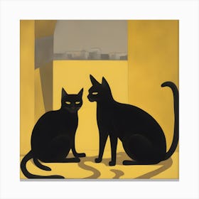 Two Black Cats 1 Canvas Print