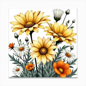 Yellow And White Flowers Canvas Print