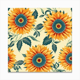 Sunflowers Seamless Pattern 1 Canvas Print