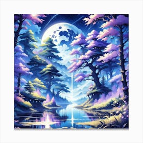 Full Moon In The Forest Canvas Print