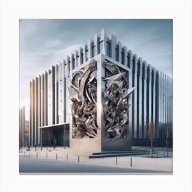 Sculpture In Front Of A Building Canvas Print