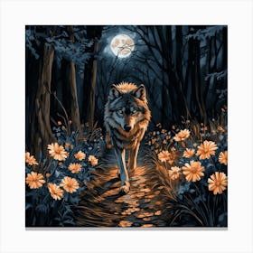 Wolf Walks The Moonlit Path Toile