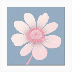 A White And Pink Flower In Minimalist Style Square Composition 395 Canvas Print