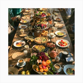 Group Of People At A Table Canvas Print