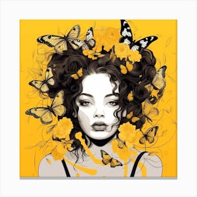 Girl With Butterflies Canvas Print