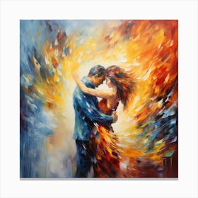 The Couple Is Surrounded By Flames And Love Canvas Print
