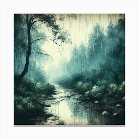 Rainy Forest Creek by dee Canvas Print