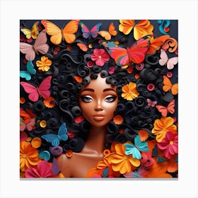 Black Girl With Butterflies 1 Canvas Print