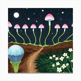 Mushrooms In The Night Canvas Print