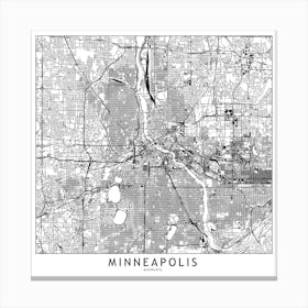 Minneapolis White Map Square Canvas Print