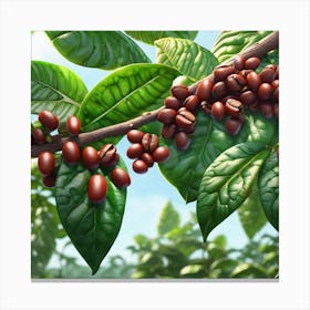 Coffee Tree With Coffee Beans Canvas Print