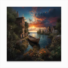 Sunset By The Water Canvas Print