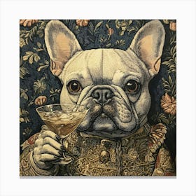 Tapestry Frenchie Drinking 2 Canvas Print