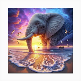 Elephant At The Beach 1 Canvas Print