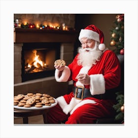 Santa Claus Eating Cookies 5 Canvas Print