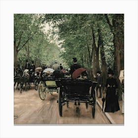 Carriages In The Park Canvas Print