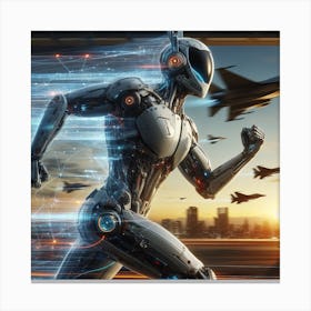 Futuristic Robot Running 12 Canvas Print