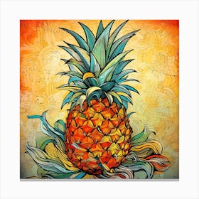 Stained Glass Pineapple Canvas Print