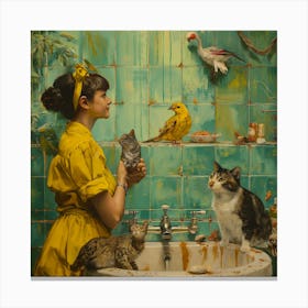 'Cats In The Bathroom' 1 Canvas Print