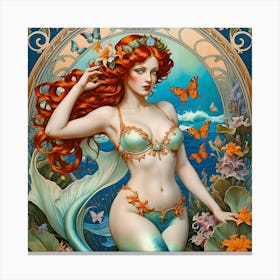 The Mermaid And The Butterfly Canvas Print