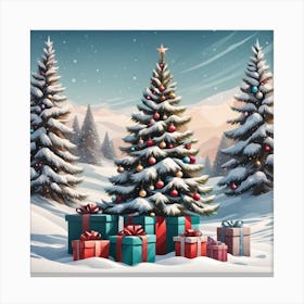 Christmas Tree With Presents 2 Canvas Print