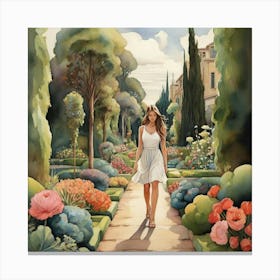 Girl In A Garden art print Canvas Print