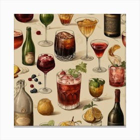 Default Drinks In The Style Of Different Historical Epochs Aes 1 Canvas Print