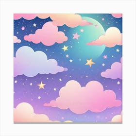 Sky With Twinkling Stars In Pastel Colors Square Composition 75 Canvas Print