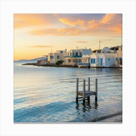 Mykonos Ocean view sunset 4 Canvas Print